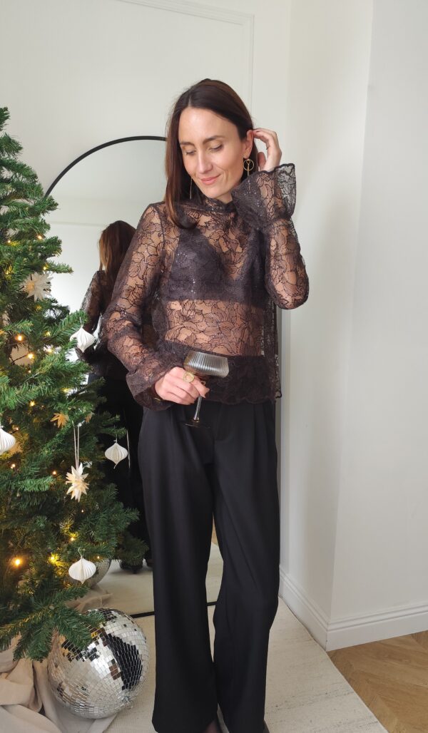 Top dentelle chocolat Alban