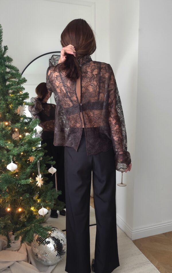 Top dentelle chocolat Alban