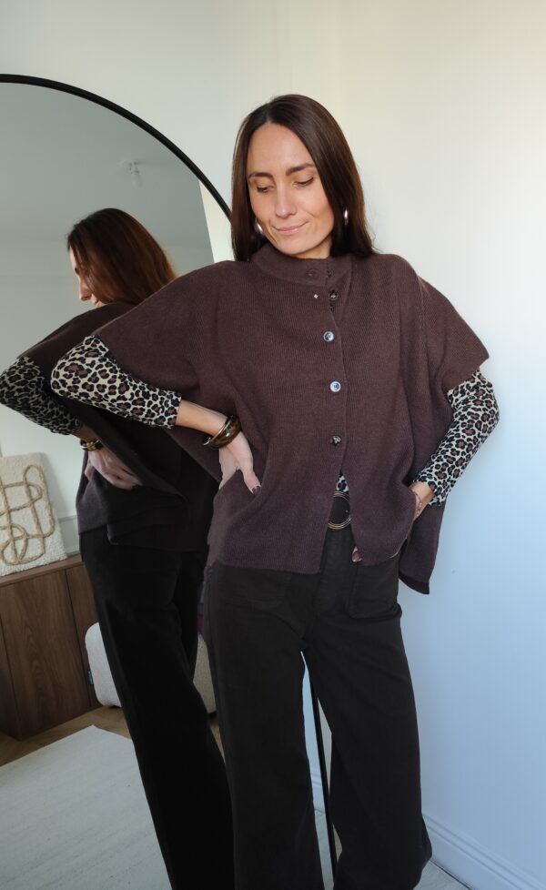Pull cape chocolat Ninon