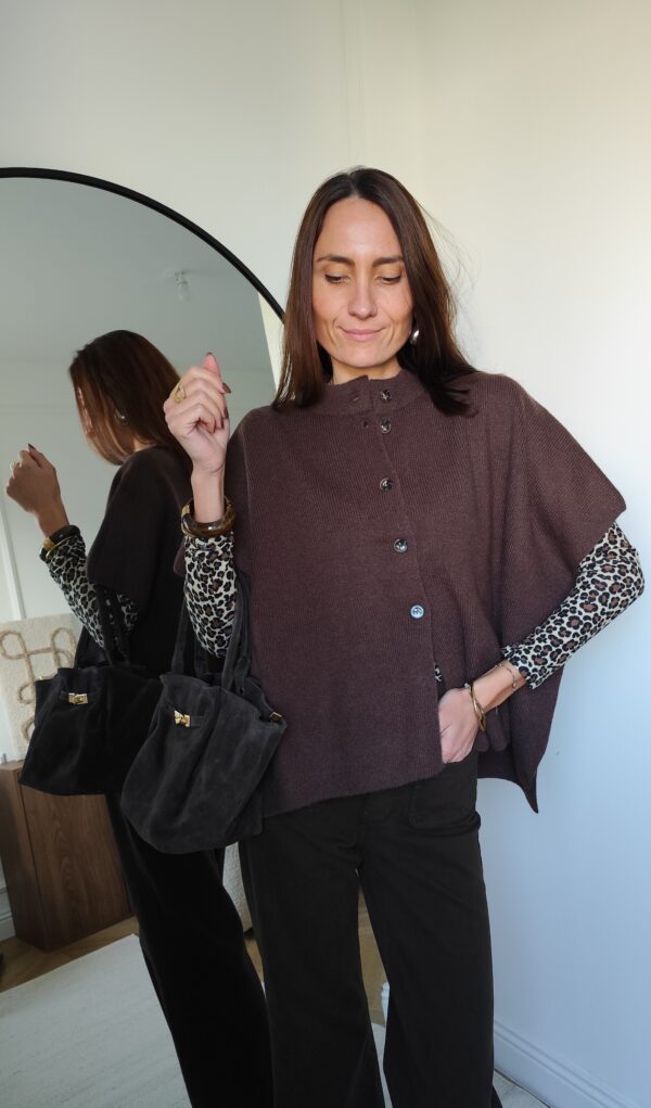 Pull cape chocolat Ninon