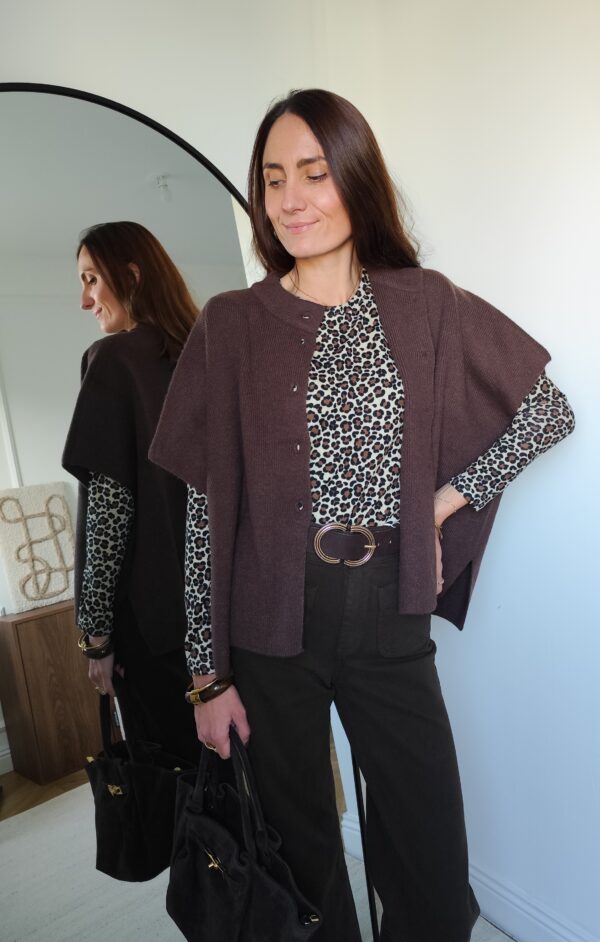 Pull cape chocolat Ninon