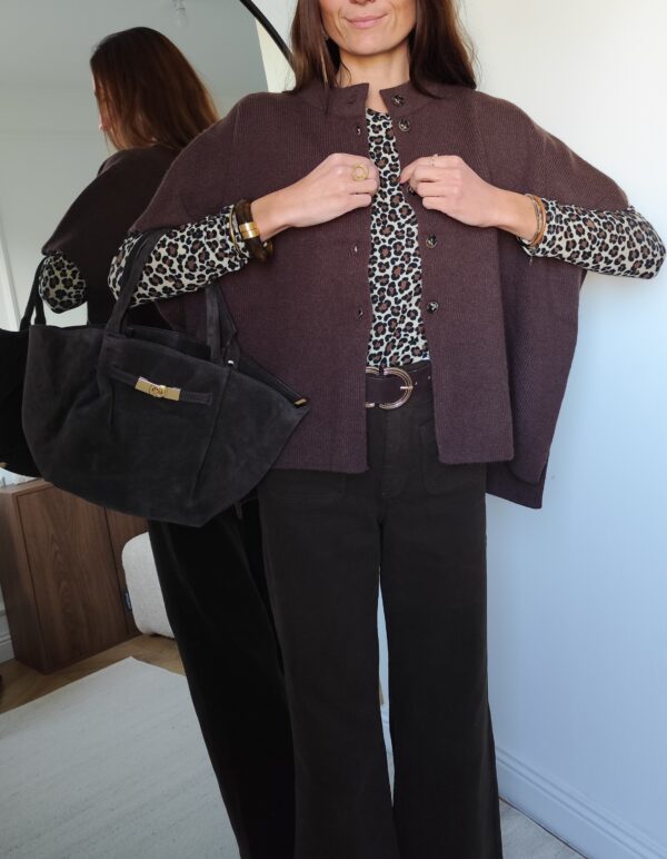 Pull cape chocolat Ninon