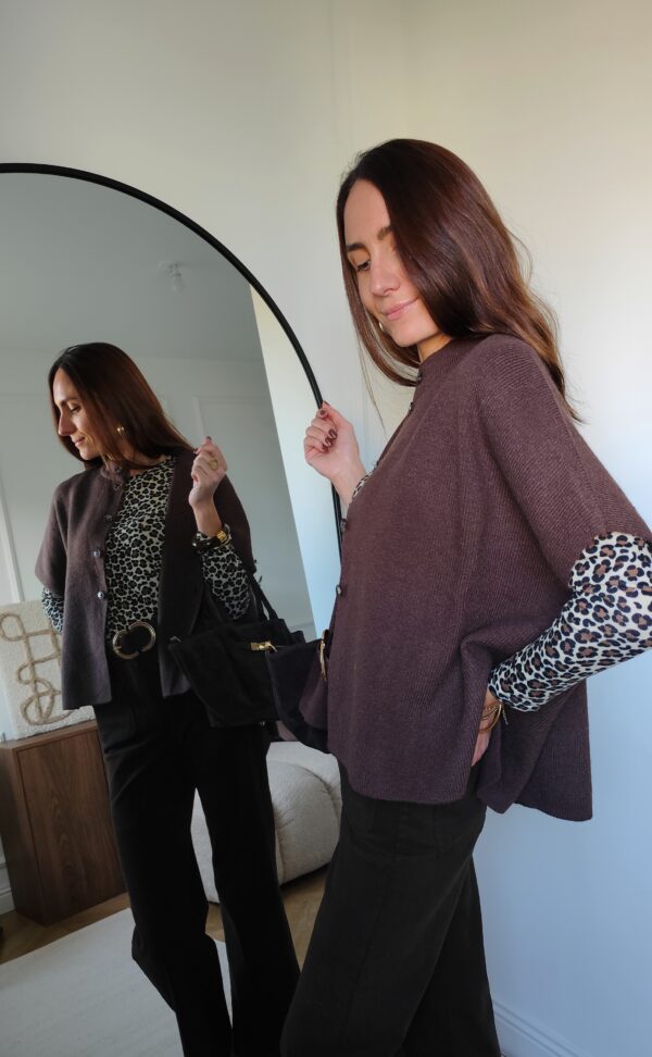 Pull cape chocolat Ninon