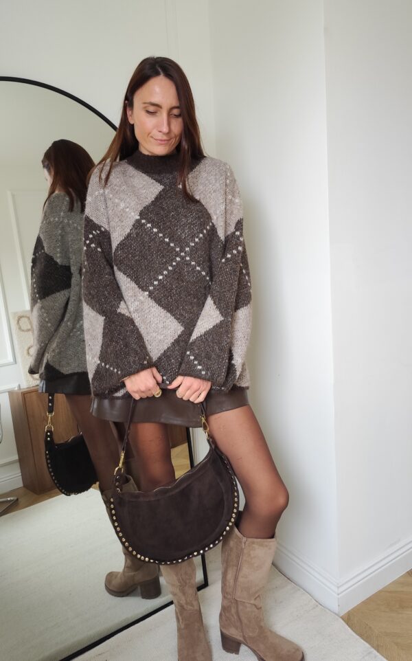 Pull choco/taupe Yvan