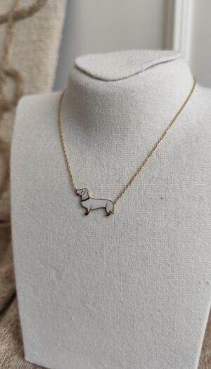 Collier blanc teckel