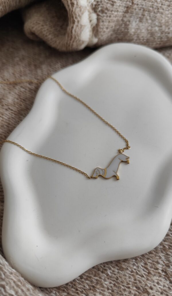 Collier blanc teckel