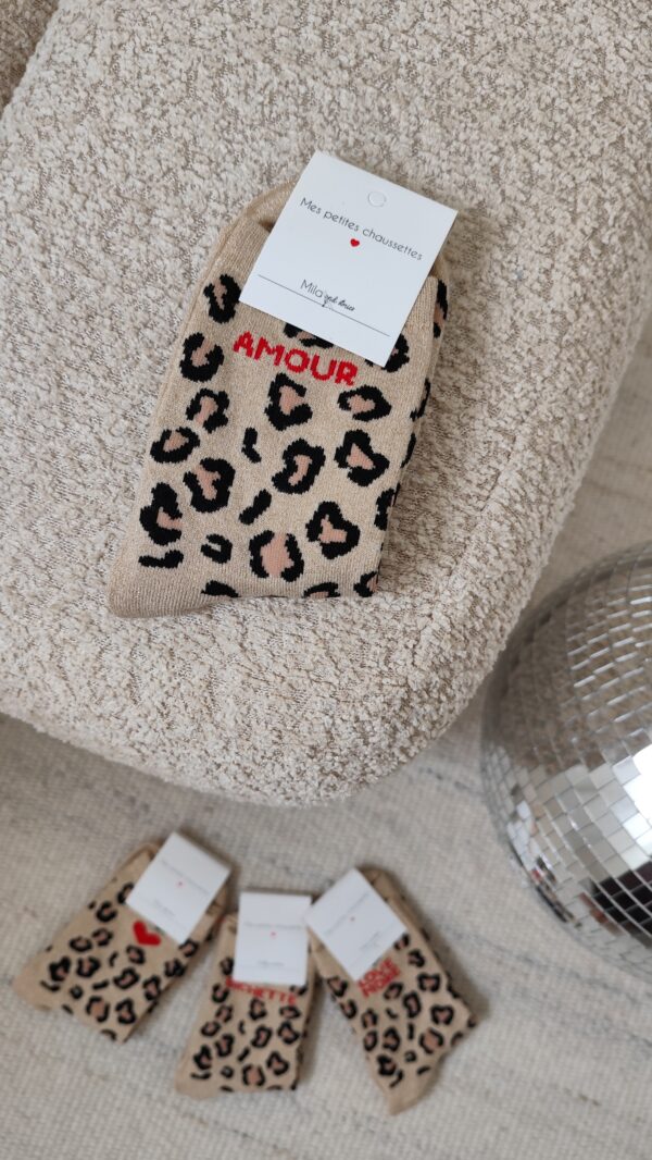 Chaussettes léopard écru amour