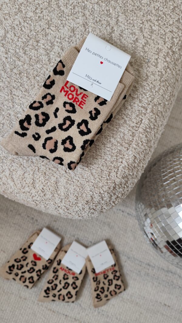 Chaussettes léopard écru love more