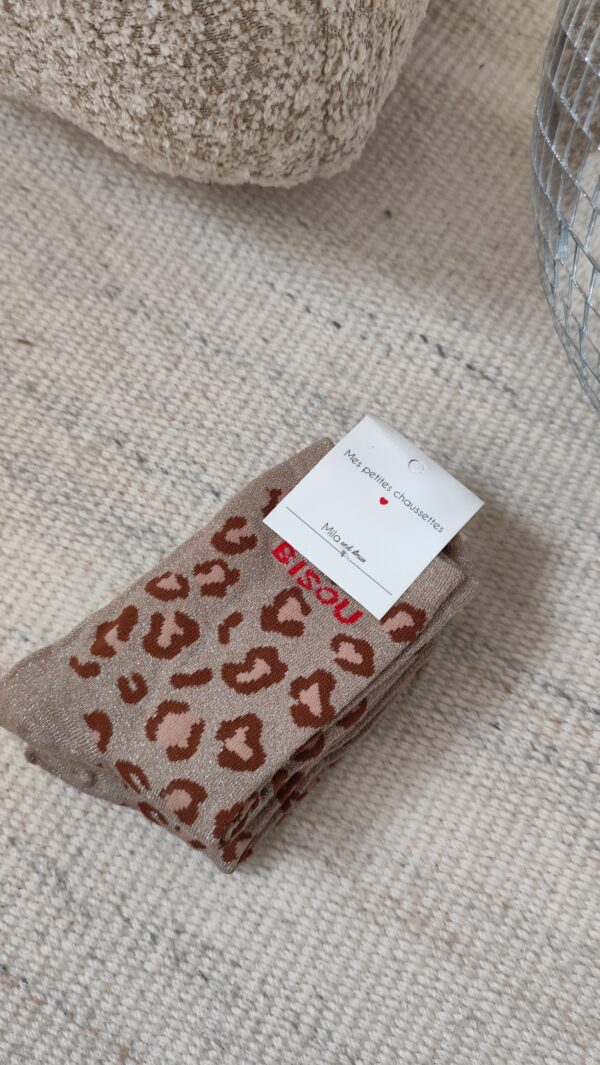 Chaussettes léopard taupe bisou